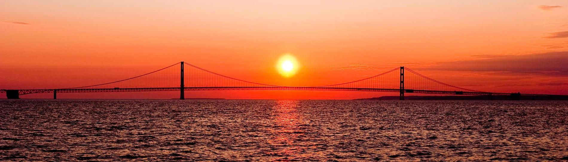 Mackinac Bridge, Sunset, Scenic Image