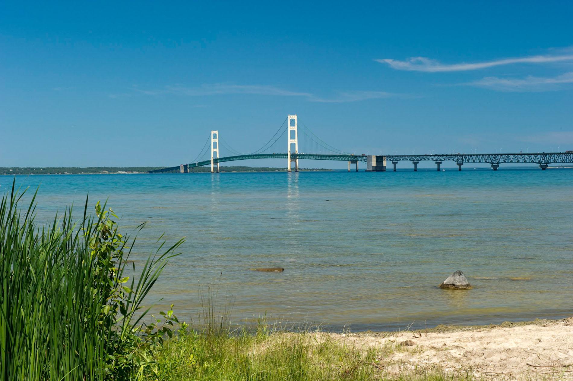 Mackinac Bridge from Mackinaw City.